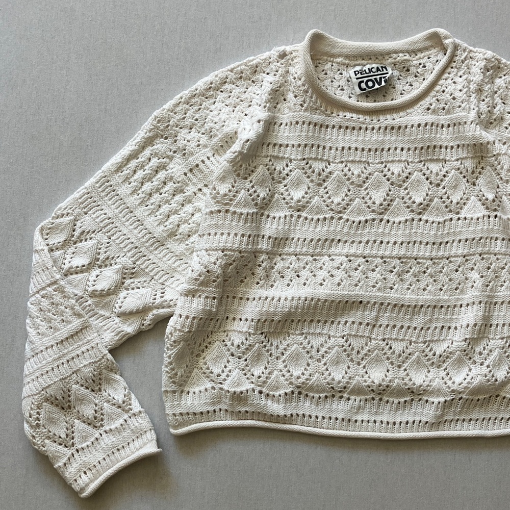 Pelican Cove 90’s Crochet Crewneck Sweater